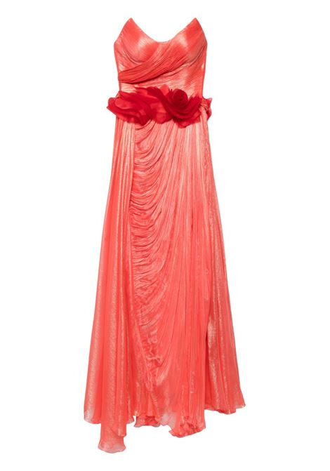 Orange Anastasia plissé maxi dress Iris Serban - women IRIS SERBAN | 36ANASTASIAASSAMPLE